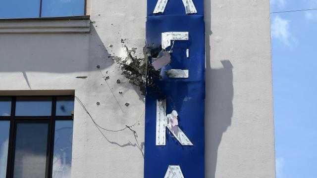قصف مبنى قناة تلفزيونية أوكرانية